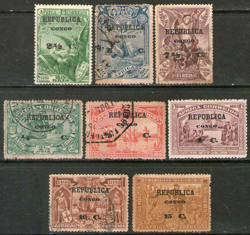 Congo Portugués 8 Sellos África = Vasco Da Gama Año 1913