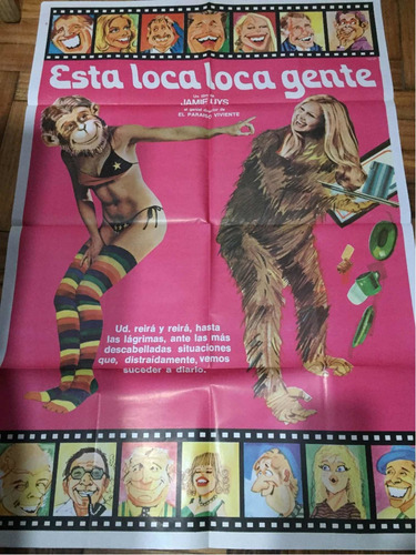 Afiche De Cine Esta Loca Loca Gente 1976 Jamie Uys (Usado)