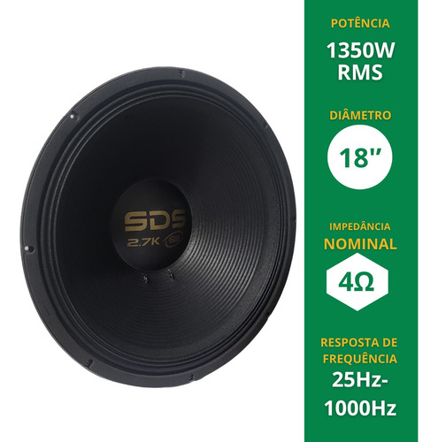 Eros E18 18 Subwoofer 1350w Rms Paredão Carro