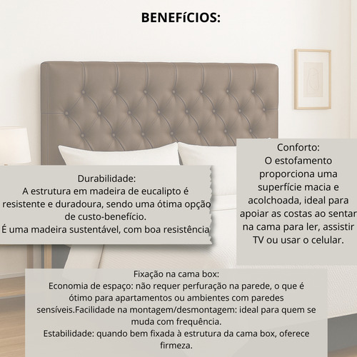 Cabeceira Estofada Box De Casal 140cm Com Kit Fixação Promo