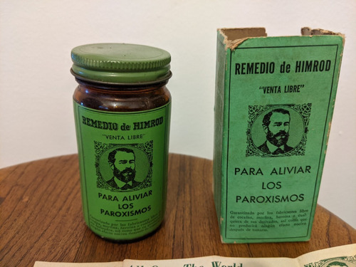 Antiguo Frasco Farmacia Vidrio Remedio De Himrod