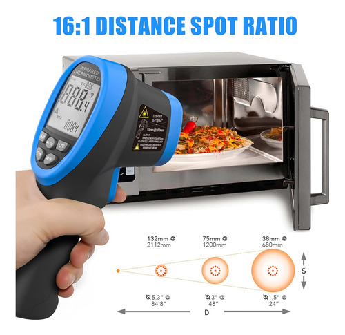 Pistola De Temperatura Láser Infrarrojo 16:1 Sin Contacto