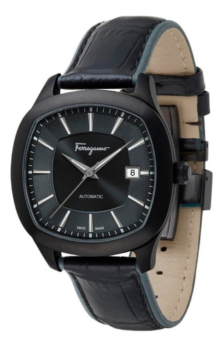 Reloj De Pulsera Salvatore Ferragamo Ffw02 De Cuerpo Color Negro, Analógico, Para Hombre, Con Correa De Piel Color Negro Y Mariposa