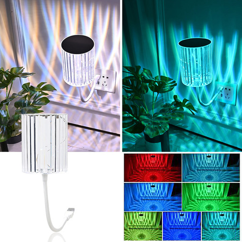 Lámpara De Mesa Pequeña De Cristal Con Carga Led Para Mesita
