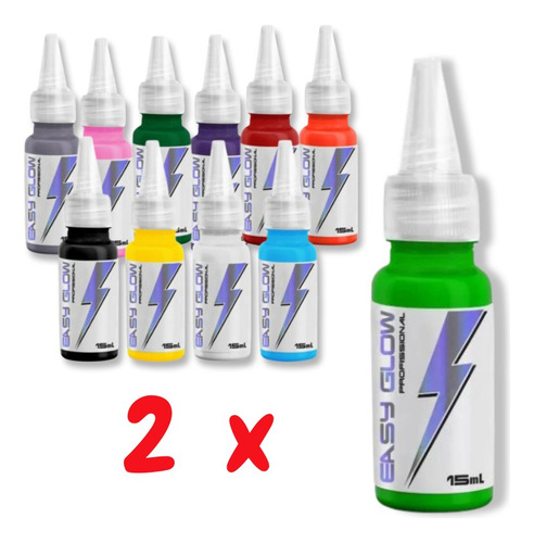 Tinta Para Tatuagem Kit Easyglow 15ml Com Duas Tintas Tattoo