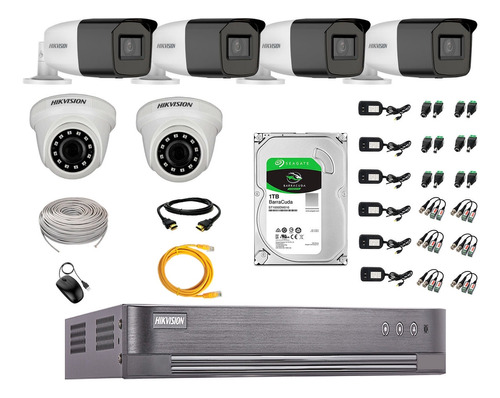 Cámaras Seguridad Kit 6 Hikvision Full Hd 1tb 40m Varifocal