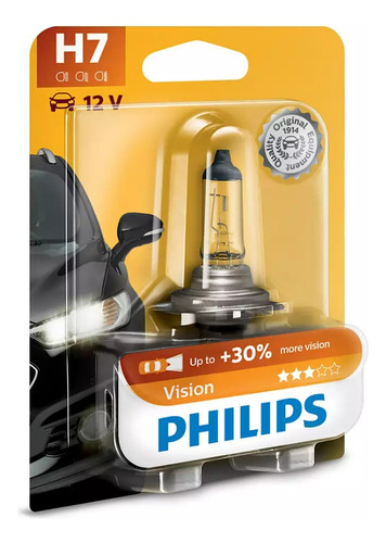 Ampolleta H7 55w 12v 30% +brillo Vision Philips