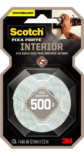 Fita Dupla Face Fixa Forte Espuma 3m 12mm X 1.5m