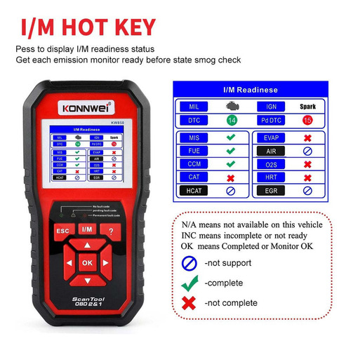 Konnwei Obdii - Lector De Códigos Para Escáner (kw850)