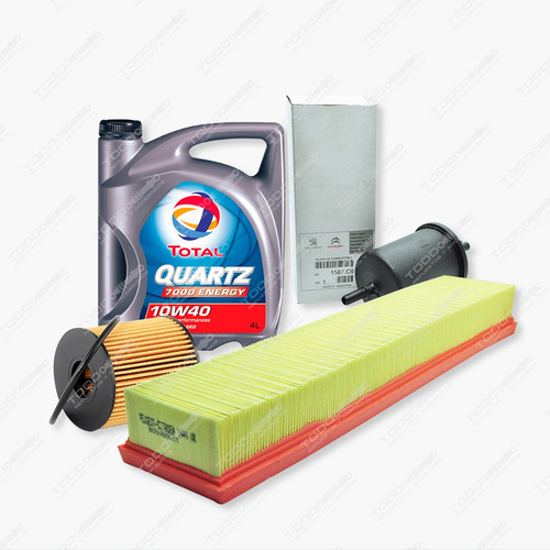 Kit 3 Filtros + Aceite Total Peugeot 207 1.6 Nafta Original