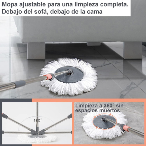 Mopa con Escurridor y Balde 2en1 Desmontable, Fregona Giratoria 360° con Cubeta, Everest, Limpieza Eficiente para Pisos, Cabezal Reemplazable, Almacena en el Hogar u Oficina Alta Calidad