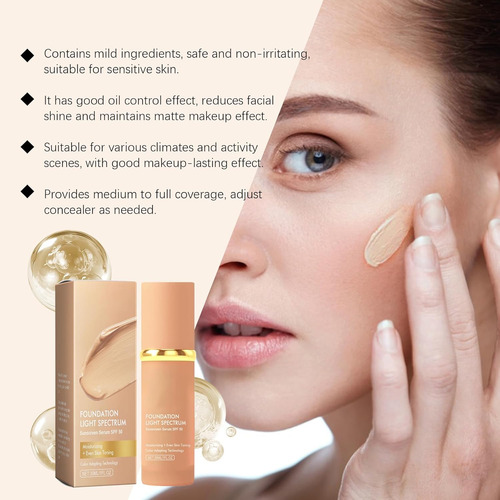 Base De Maquillaje Líquida 4 En 1, Spf 50, Base En Crema