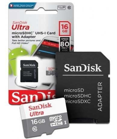 Imagem 1 de 3 de Cartão Micro Sd Sandisk 16gb Classe 10 80mbs Original