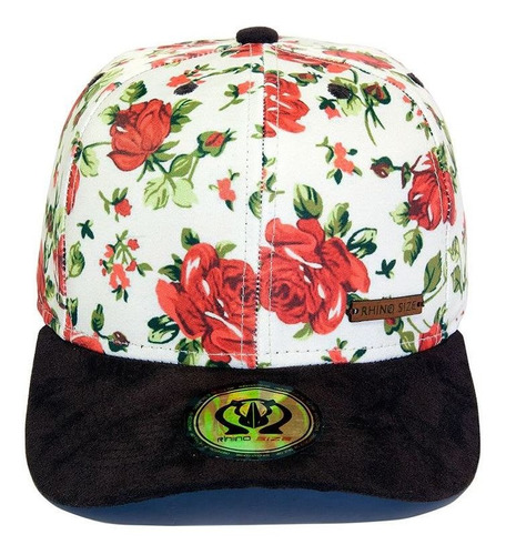 Boné Rhino Size Baseball Strapback Aba Curva Floral E Marrom