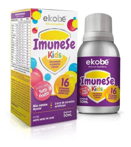 Suplemento Em Líquido Ekobé Encapsulados Imunese Kids Vitaminas Sabor Tutti Frutti Em Pote De 50ml
