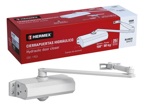 Cierrapuertas Hidráulico Color Blanco, Hermex Cipu-b