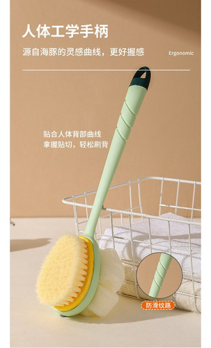 New; Cepillo Fregar La Espalda En El Baño Dos Caras Cabello