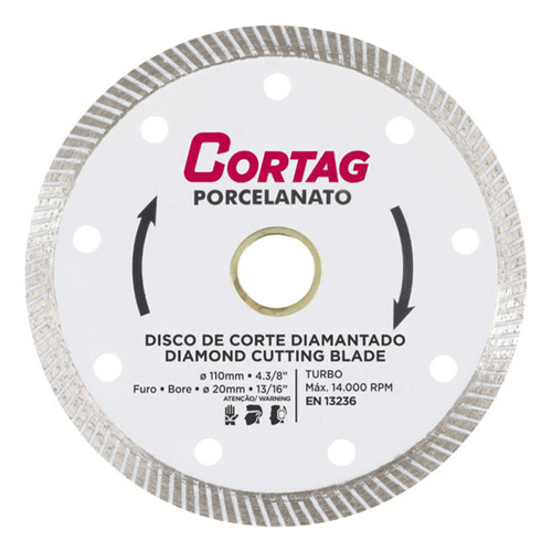 Kit 2 Disco Diamantado Turbo Porcelanato 110mm Piso Cortag