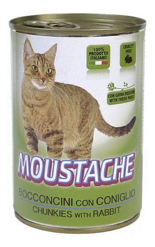 Alimento Húmedo Para Gato Pate Moustache Con Conejo 415 Gr