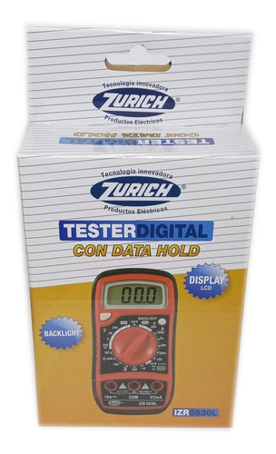 Imagen 3 de 5 de Tester Multimetro Digital Zurich Izr0830l Buzzer Holder
