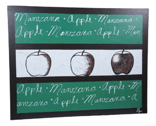 Cuadro Decorativo Moderno Para Sala Manzanas Letters 3