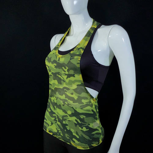 Camisilla Atlética Malla Deportiva Camuflado Dama Fit Gym