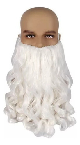 Peluca Sintética De Pelo Largo Y Rizado Blanco Santa Claus C
