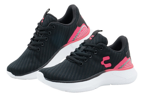 Tenis Para Mujer Walking Relax Urbano Charly® Color Negro Fiusha