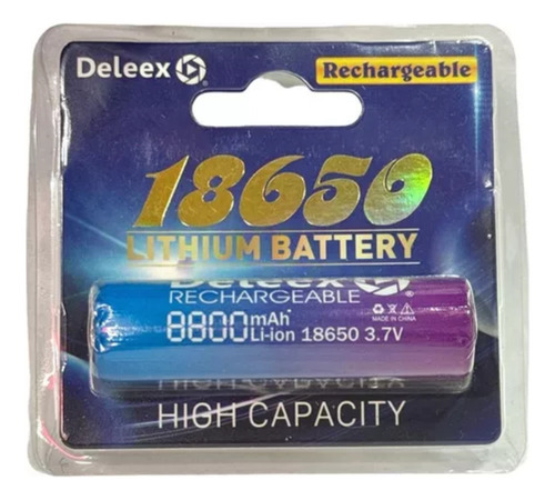 Pila Bateria Recargable 18650 Deleex 3.7v 8800mah Con Teton