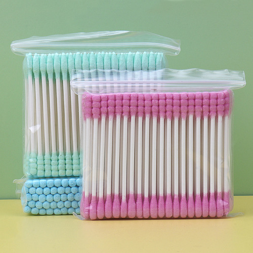 Azul - 100 Pacotes De Cotonete Descartável Com Eixo De Papel