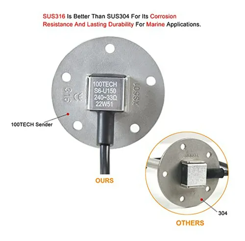 Sensor De Nivel De Combustible Con Medidor 9 Acero Inoxidab