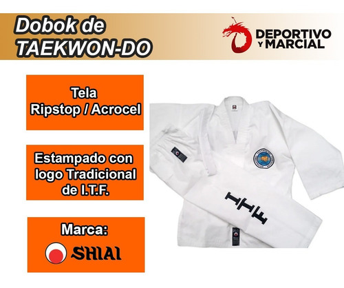 Imagen 2 de 6 de Traje Taekwondo Itf Dobok Shiai Talles 0a9 Acrocel Uniformes