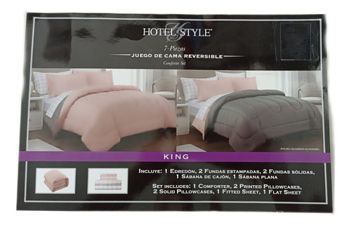 Edredón Reversible Y Juego De Cama King 7 Piezas Hotel Style