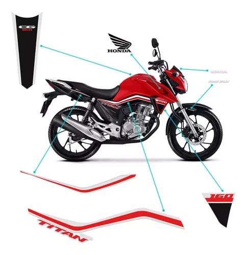 Jogo Adesivos Tanque Moto Honda Cg Fan 160 2018 Até 2020