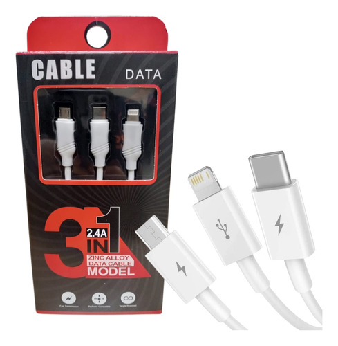 Cable Usb De 3 Puntas Micro/tipo C/lightning