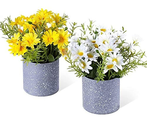 Lueur Set Of 2 Artificial Daisy Flowers In Pots Artificial .