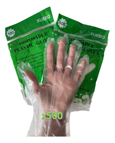 Guantes Plásticos Desechables Manipulación Alimentos X500 U