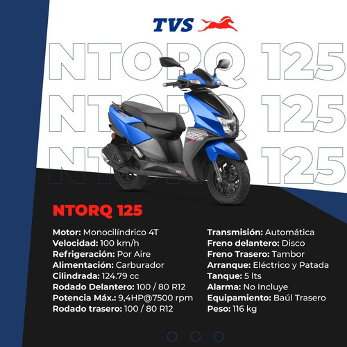 Imagen 2 de 22 de Moto Tvs Ntorq 125 Scooter Con Conecion Bluetoth 0km 2023