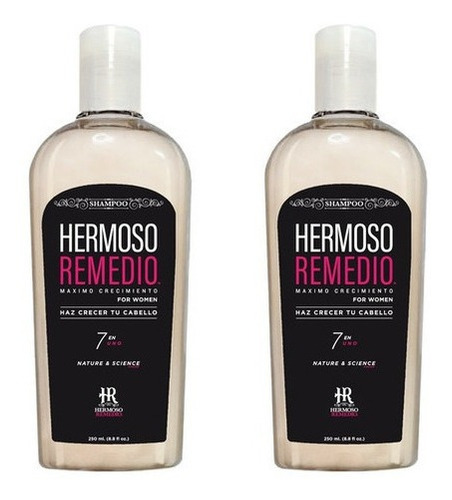 Imagen 1 de 9 de Pack Shampoo Hermoso Remedio ® Crecimiento Acelerado Anticaida Reparador Hidratante Anti Frizz Para Mujer 250ml Por 2 Unidades