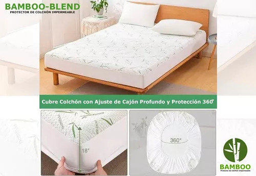 Cubre Colchon Forro Protector Impermeable Bamboo Queen