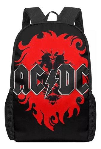 Mochila Escolar Con Estampado 3d De Banda Ac Dc Para Niños N