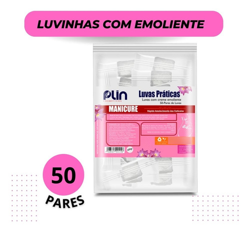 Luvas Práticas Com Emoliente Para Cutícula - 50 Pares