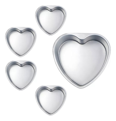 5 Moldes Corazón Mini De Aluminio Dia Enamorados Repostería