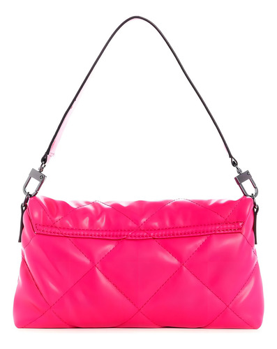 Bolsa Guess Brightside Shoulder Bag Qm758019-ckp Acabado De Los Herrajes Niquel Color Rosa Chicle Color De La Correa De Hombro Rosa Diseño De La Tela Rayado