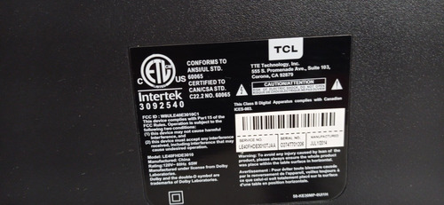 Imagen 8 de 10 de Tv Led 40 Tcl Le40fhde3010 Full Hd Pantalla Partida Nuevo