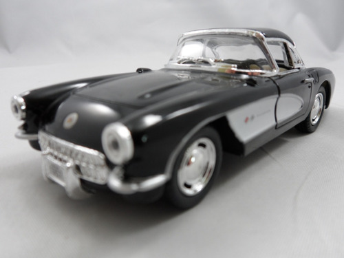 Chevrolet Corvette 1957 Preto & Branco Kinsmart  1:34