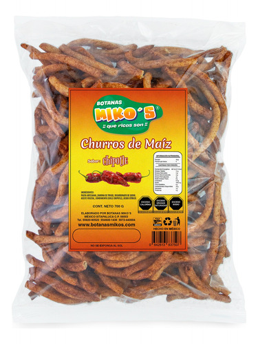 Churritos De Maiz Botanas Mikos Sabor Chipotle 700 Gr