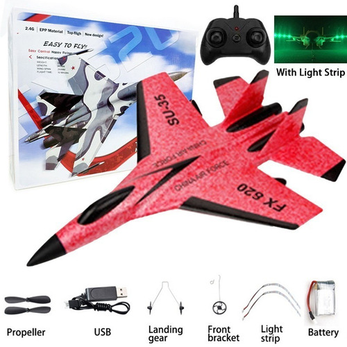 Avião Planador Controle Remoto The Minator 2.4g Su35 Cor Vermelho