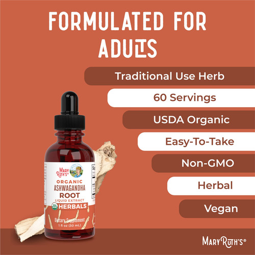 Suplemento Maryruth Organics Ashwagandha Root 60 Porções