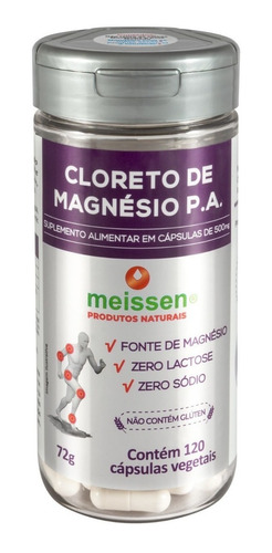 Cloreto De Magnésio P.a. - 120 Cápsulas 500mg - Meissen